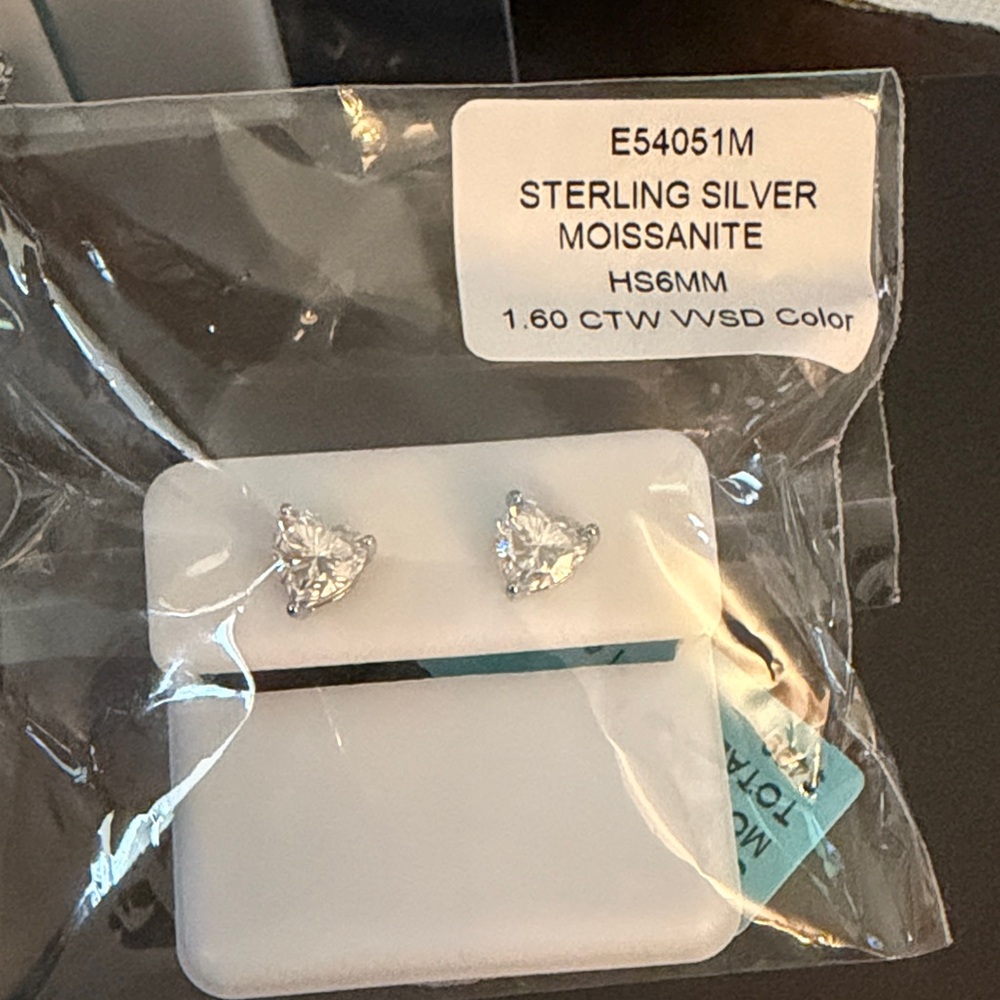 Sterling Silver Moissanite heart shaped Earrings
